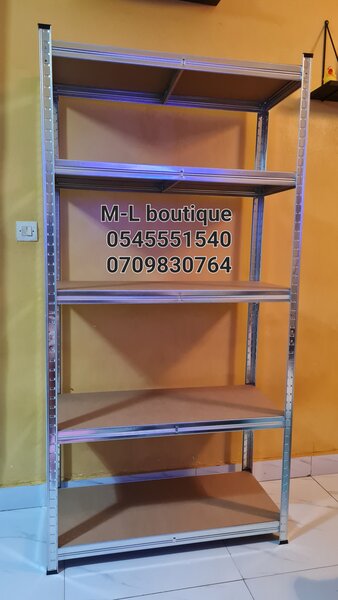 Étagère mix galvanisée 5 niveaux, tablette en bois