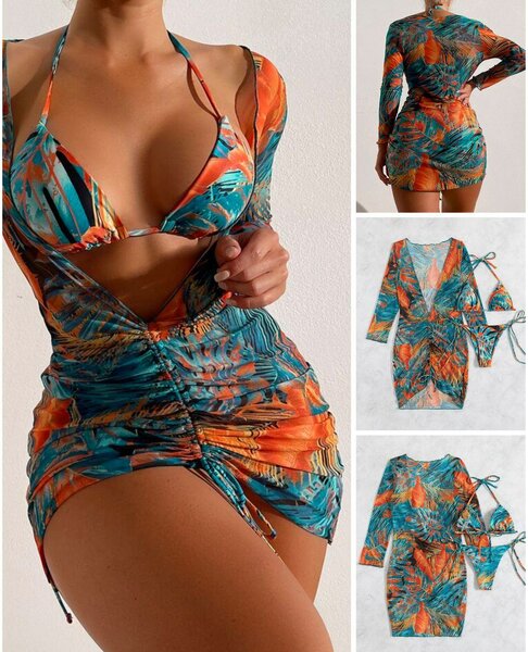 Robe bikini imprimé tropical