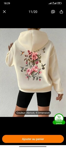 Sweatshirt à capuche imprimé floral