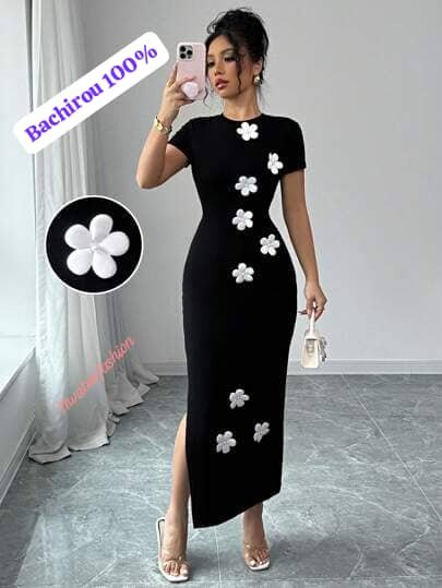 Elegant Floral Black Dress