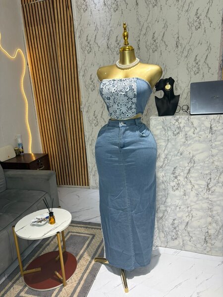 Ensemble jean jupe haut bustie
