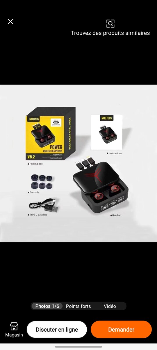 Écouteurs Sans Fil Bluetooth V5.2