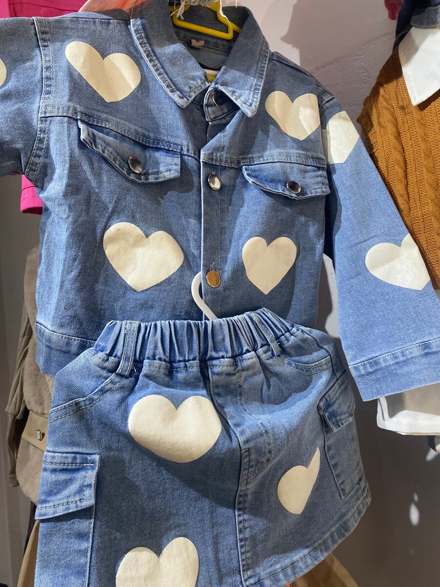 Kids Denim Heart Outfit Set