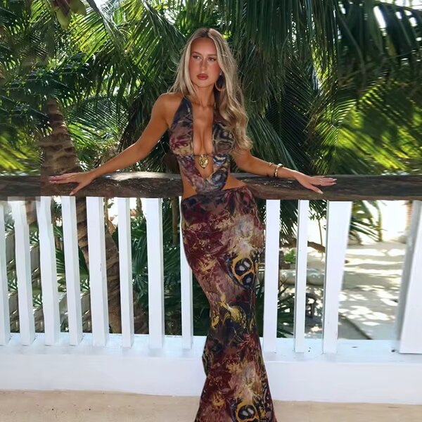 Robe longue à motifs bohèmes