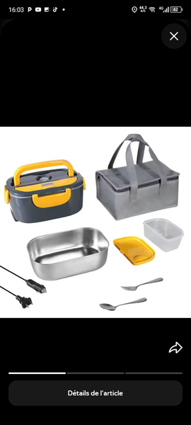 Boîte à lunch chauffante portable
