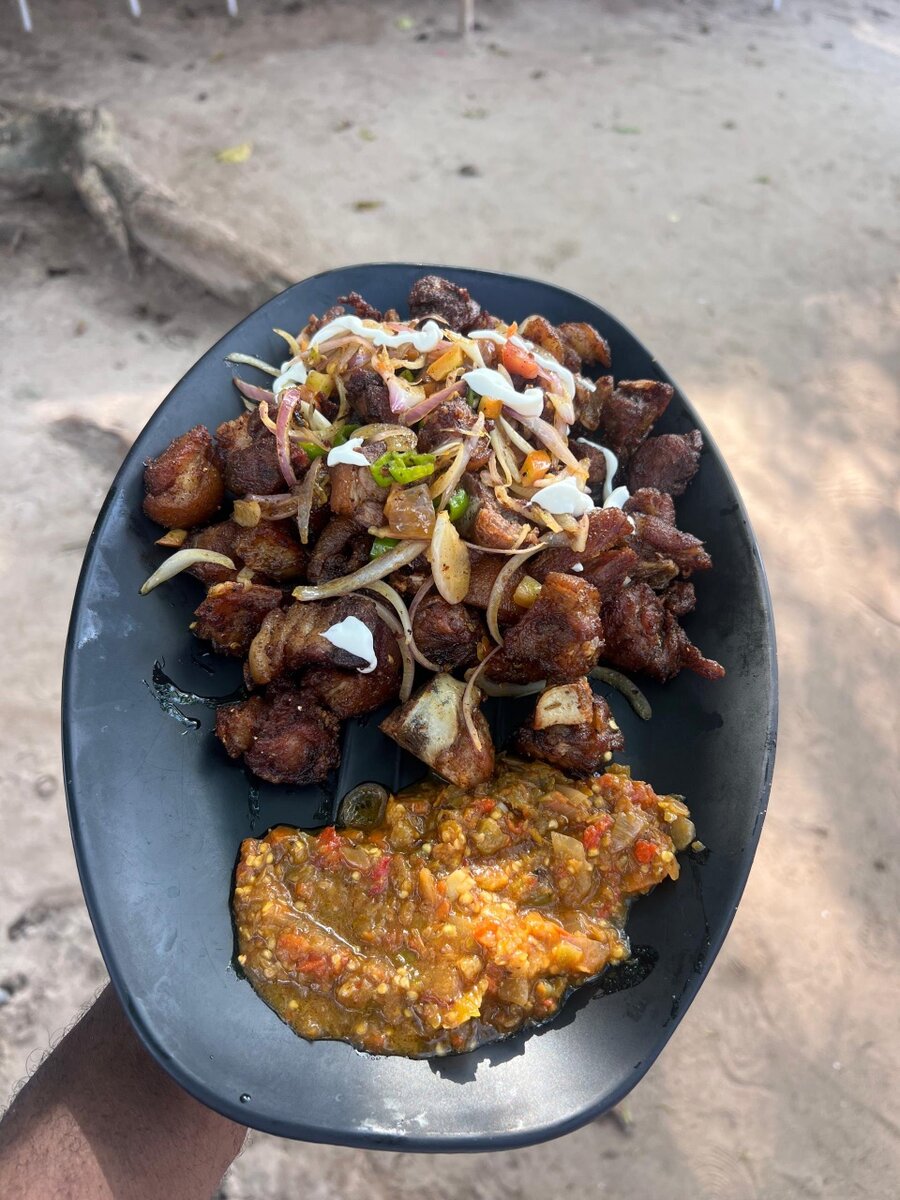 viande de porc frite avec pâte