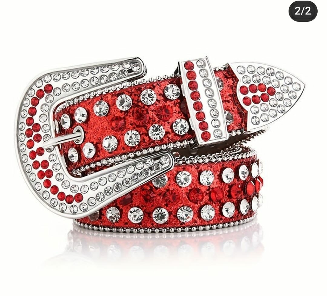 Ceinture rouge strassée