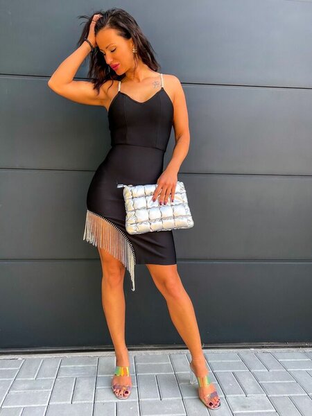 Herve Léger Black Fringe Dress