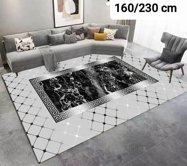 Tapis moderne marbre noir-blanc