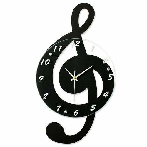Horloge Murale Créative - Note De Musique - 45x36x8 - Noir