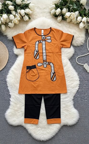 Ensemble tunique orange graphique