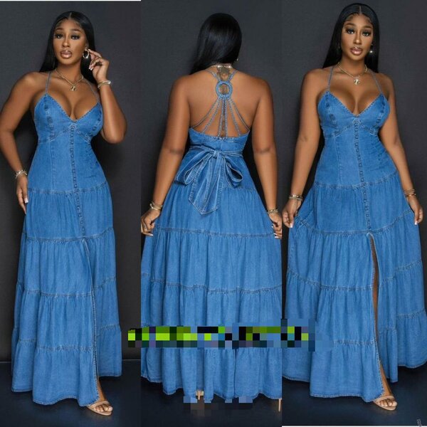 Robe longue en jean sexy