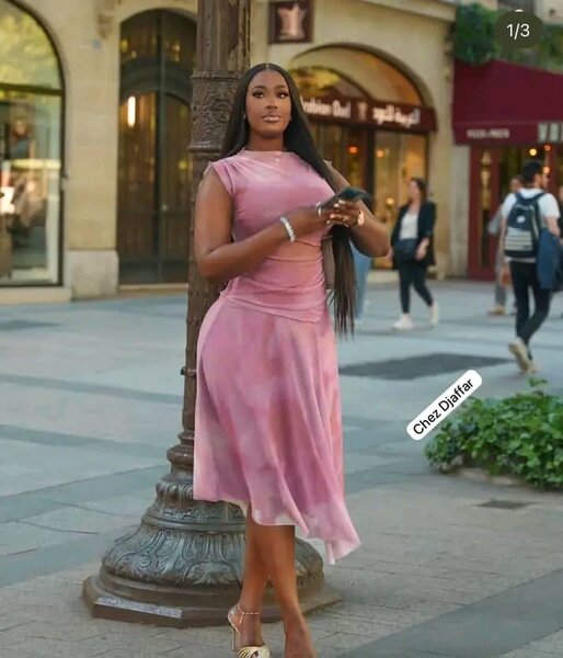 Robe mi-longue tie-dye rose