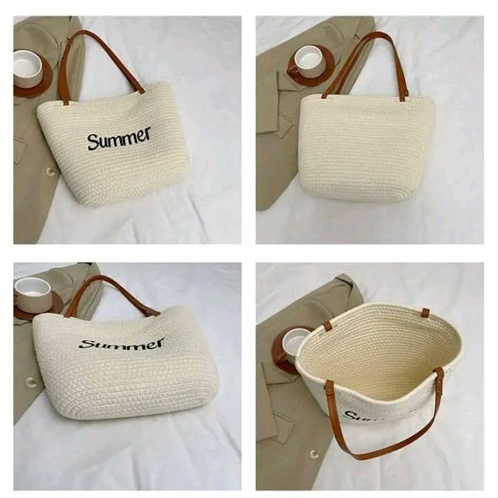 Sac de plage en paille "Summer"