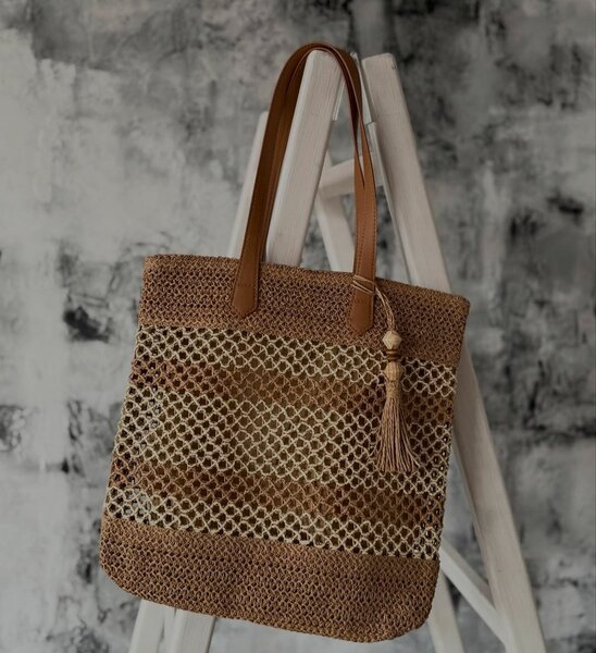 Сумка шопер плетёная.