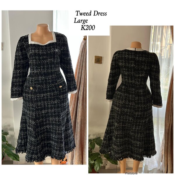Women's tweed black dress in size L