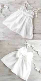 Girls White Dress ( Fabric Chamki)