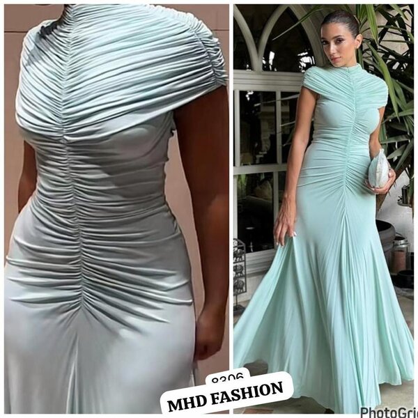 Robe de soirée longue plissée