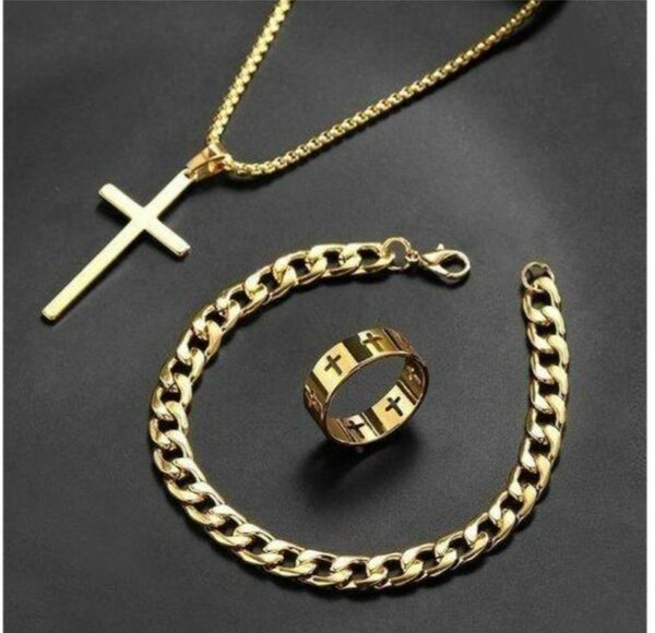 Set de bijoux croix doré