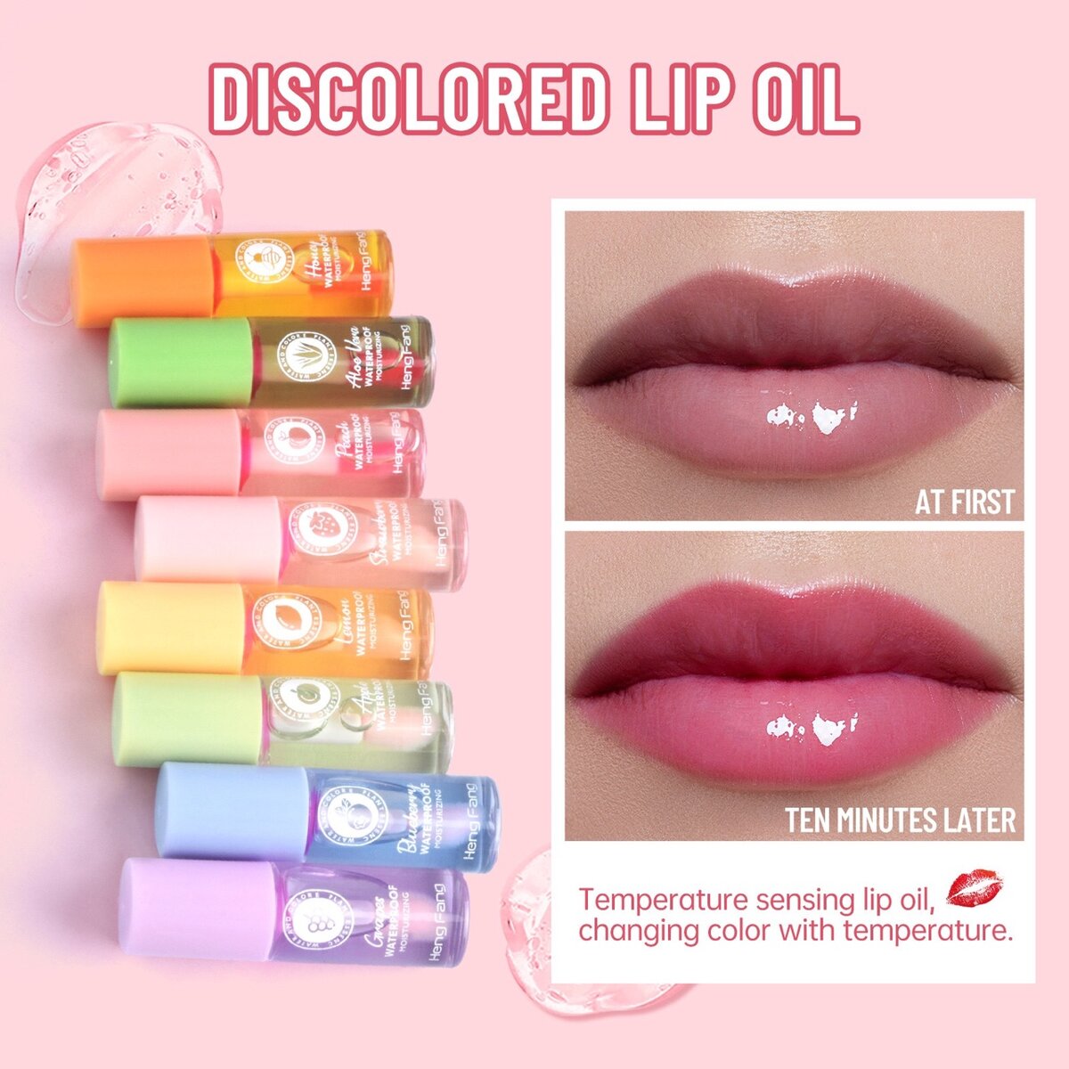 Colour changing lip oil