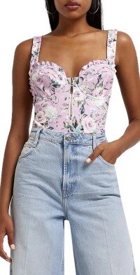 Body fleuri zippé femme