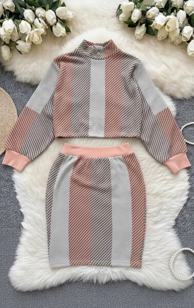 Ensemble Jupe Pull Rayé Chic