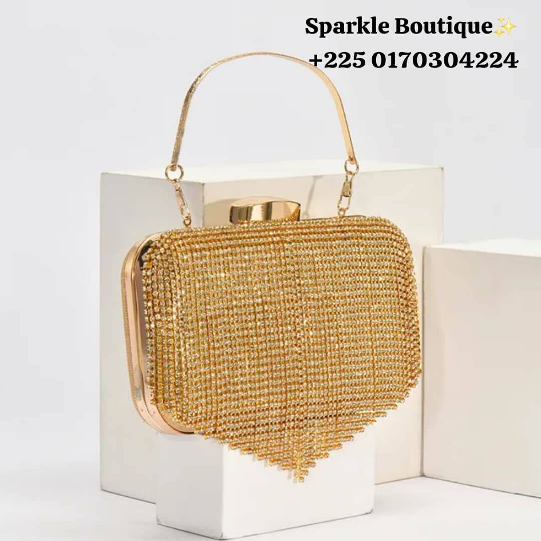 Pochette soirée strassé cœur