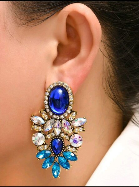 Boucles d'Oreilles Cristal Bleu
