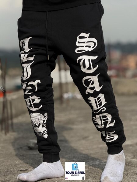 Pantalon de Jogging Noir Style Gothique