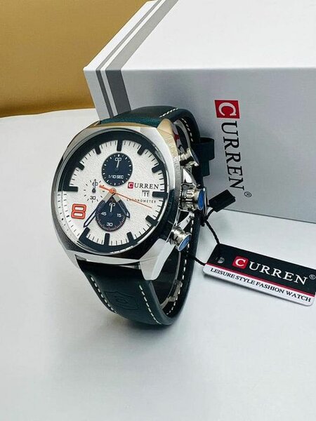 Montre Curren pour homme avec bracelet en cuir, étanche, quartz, grand cadran, Sport casual, avec date automatique et affichage lumineux