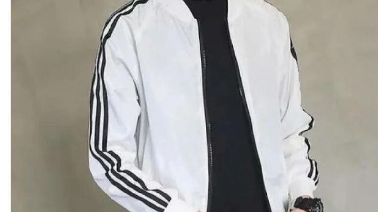Veste sportive blanche à bandes