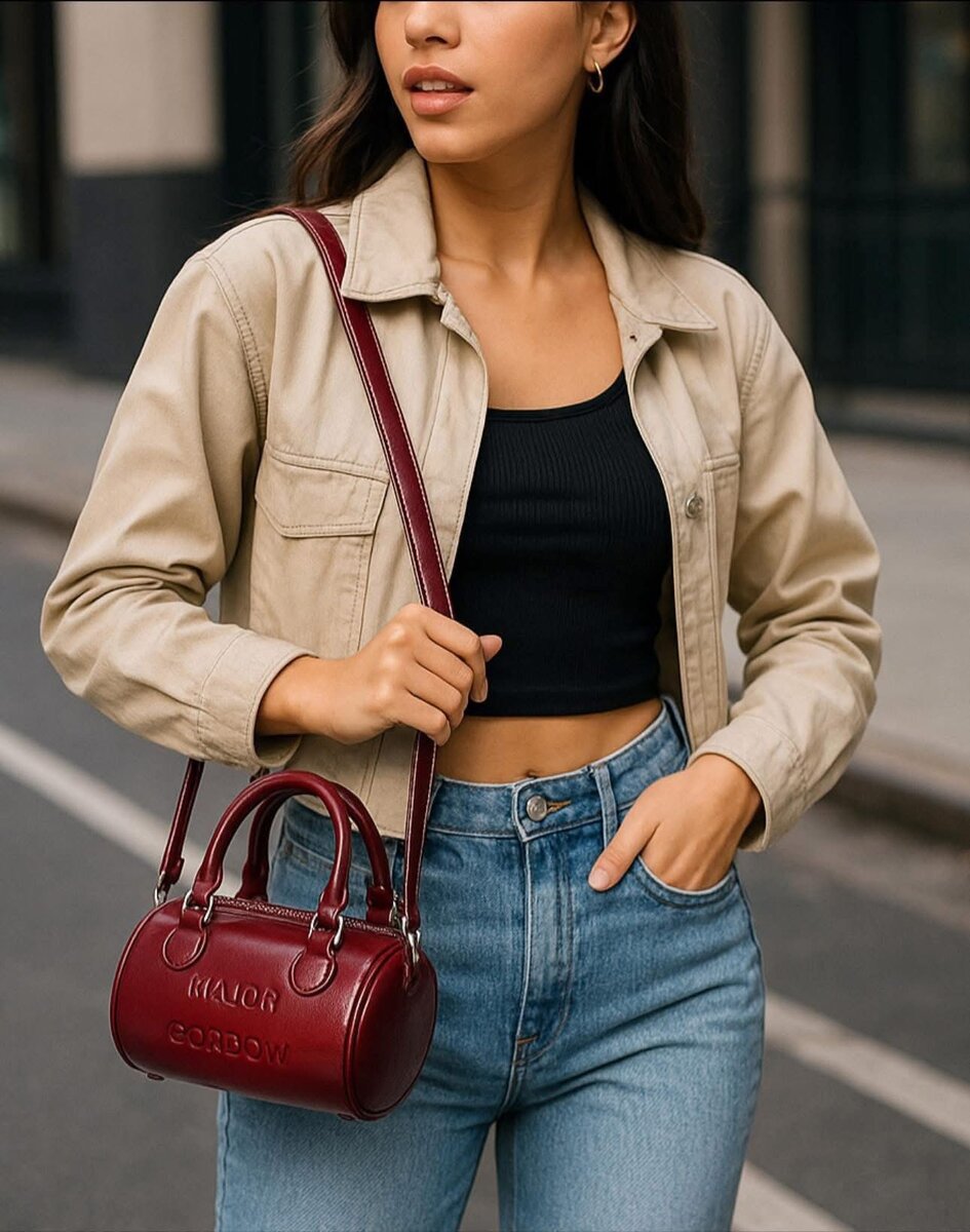 Sac à main en cuir rouge