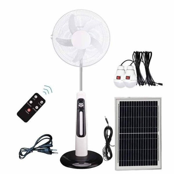Rechargeable fan with light and solar