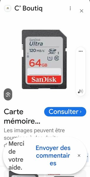Carte mémoire SD 64GB SanDisk