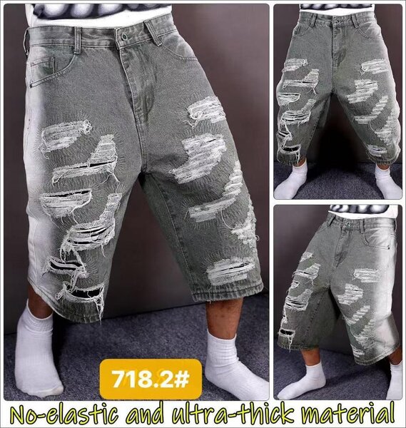 Bermuda en jean épais déchiré