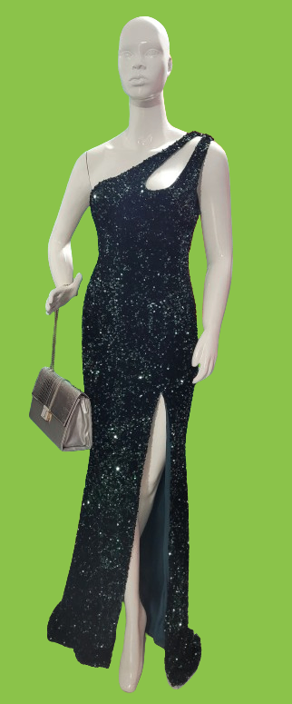 Robe soirée paillettes asymétrique