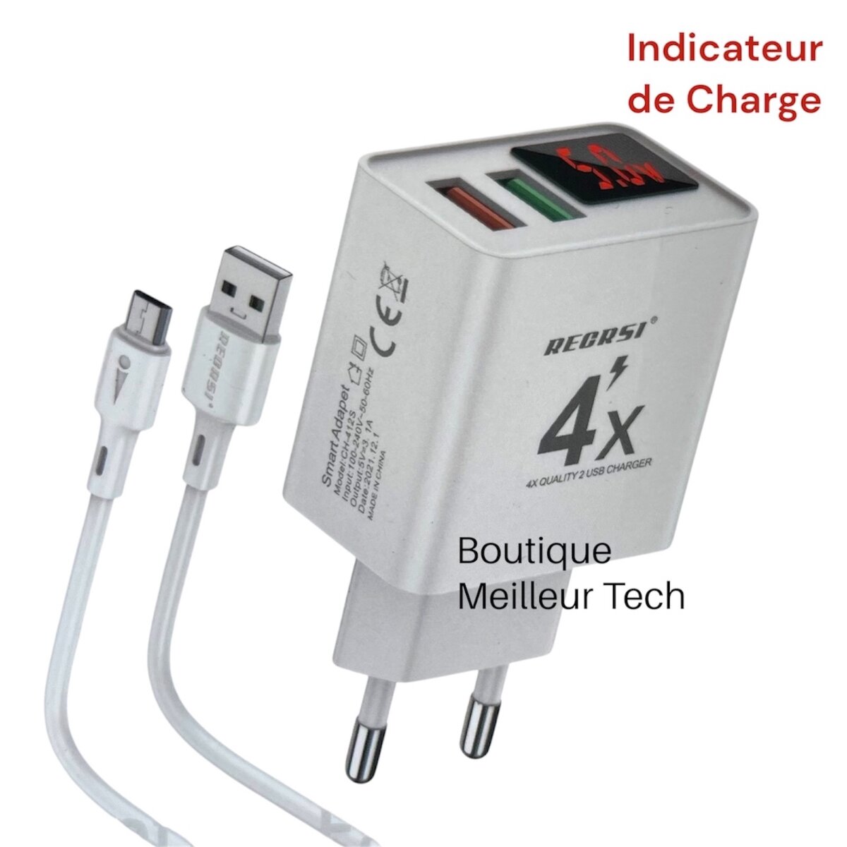 Chargeur Rapide 3.1A Écran Led