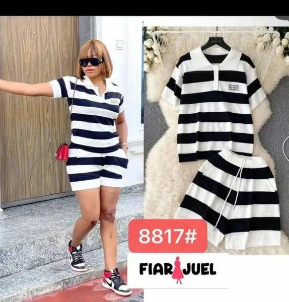 Ensemble court rayé femme