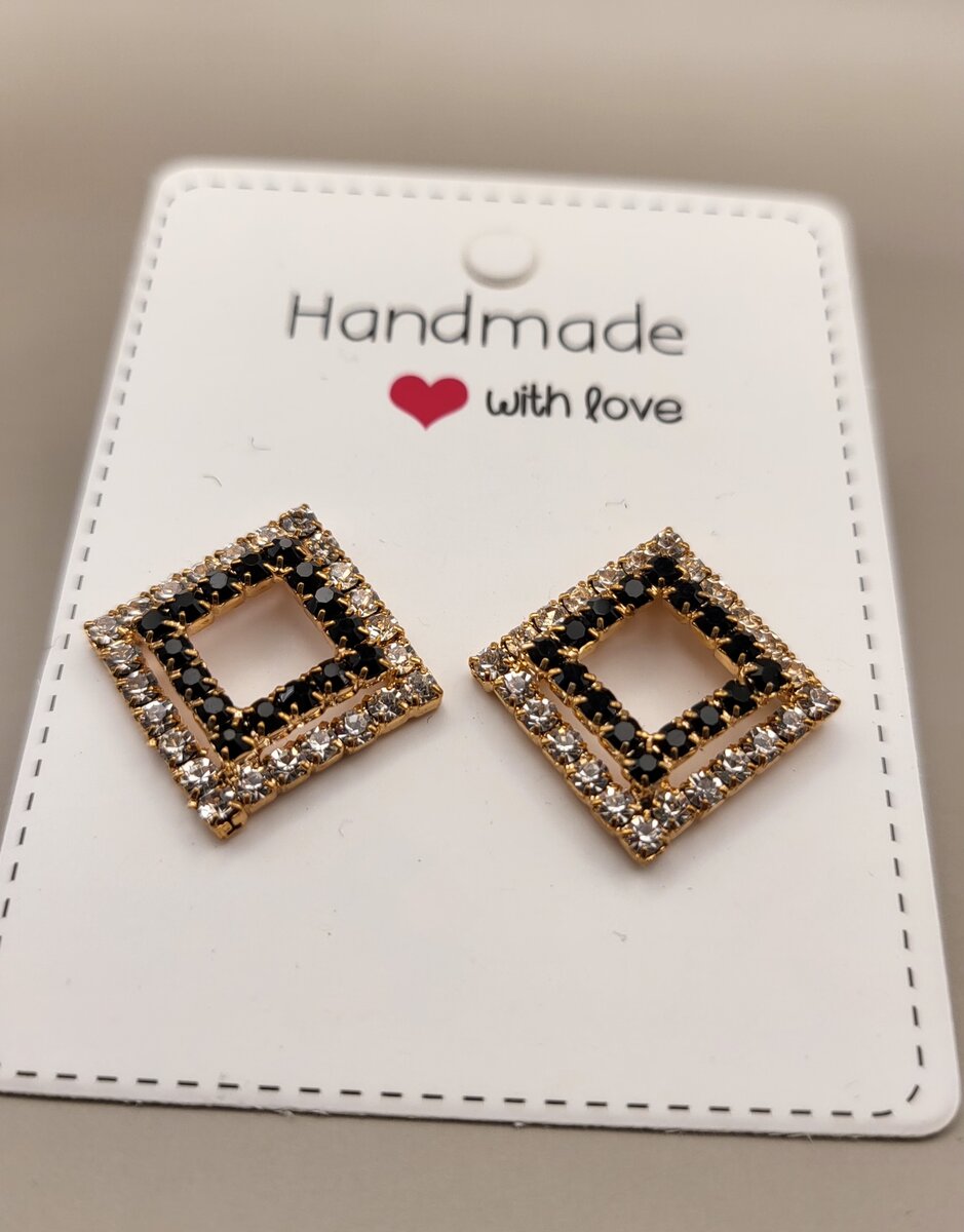 Golden black stud earrings