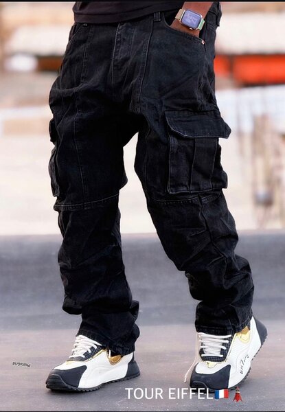 Pantalon cargo noir homme