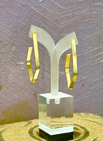 Boucles d'oreilles dorées hexagonales