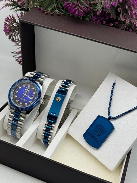 Rolex watch with bracelet and necklace available at seen