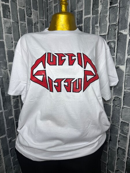 T-shirt blanc imprimé Cuir