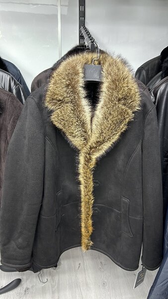 Дубленка мужской норка и волк воротник размер 46-64