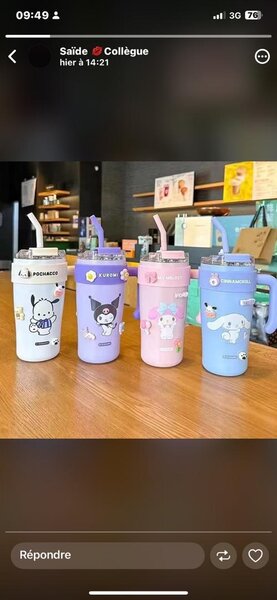 Gobelets à paille kawaii