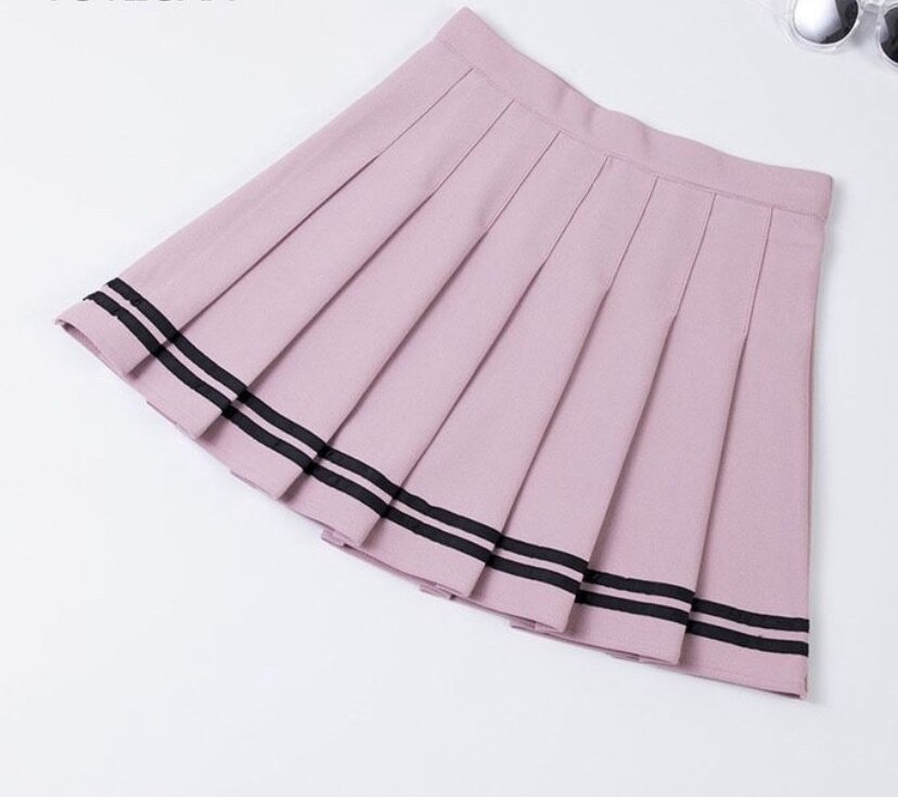 Summer A-Line Women Skirt Striped Stitching Sailor Pleated S