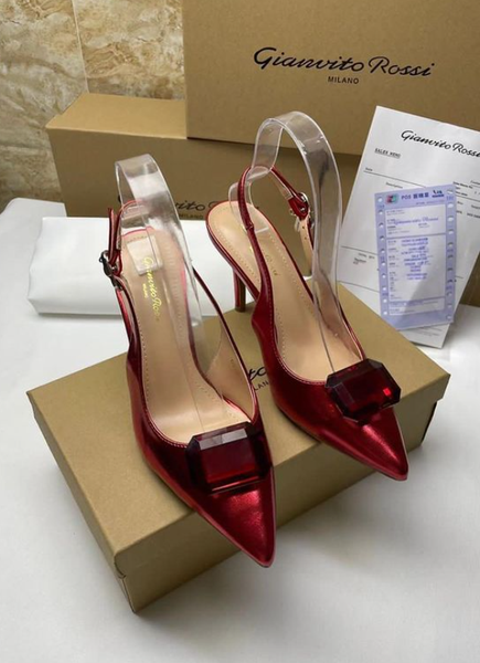 red shoes with stone