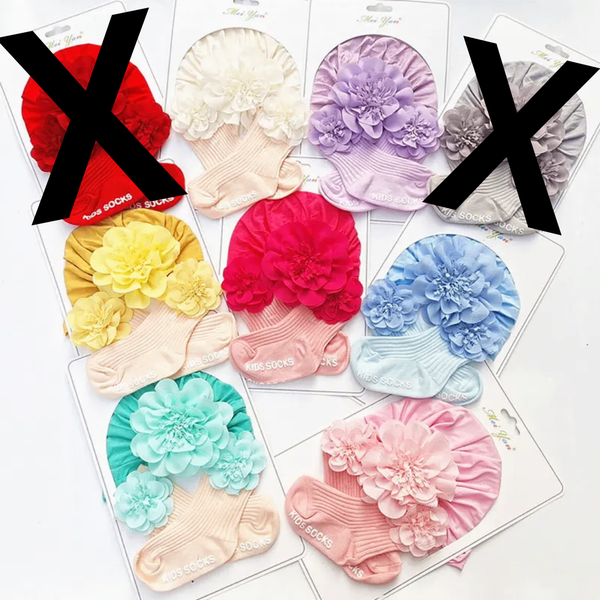 Chaussettes+bonnet Bébé 2-12M