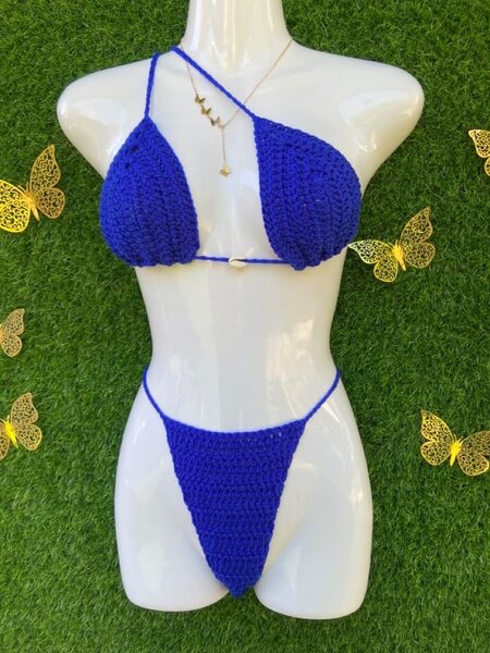 Bikini crochet bleu tendance