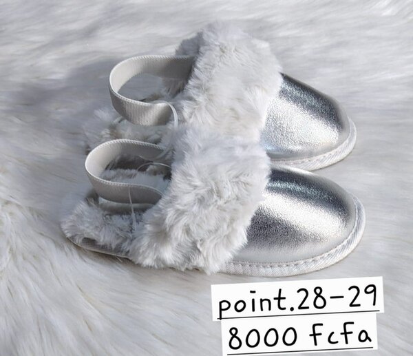 Sandales Fille Argent Fourrure